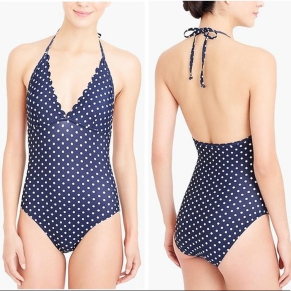 J. Crew Other - J. Crew Scalloped Polka Dot One Piece Swimsuit NWT